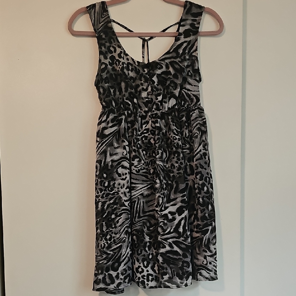 No Boundaries Black and White Ruched Tie Front Sundress